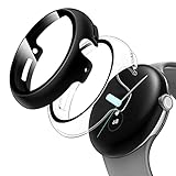 TAURI 2 Pack Hard Case Compatible for Pixel Watch with 9H Tempered Glass Screen Protector, [Touch Se