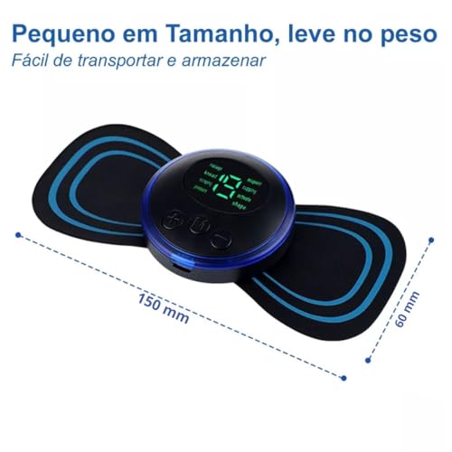Aparelho Mini Massageador Elétrico Recarregável Portátil Para Dor Muscular Pescoço Pernas Coluna Lom