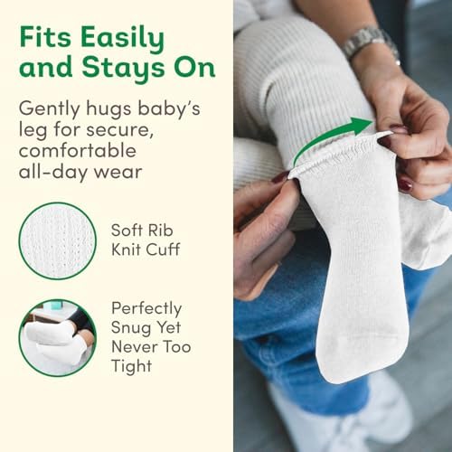 Fruit of the Loom Baby & Toddler Grow & Fit Flex Zones Cotton Stretch Crew Socks - Unisex, Girls, Boys (0-6 Months, White) — view 4