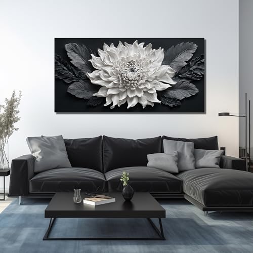 CIRABKY Extra Large Wall Art for Living Room Black and White Flower Wall Decor for Office Modern Wall Decorations for Bedroom 29 x 58 Inch by CIRABKY - Used condition - Image 3