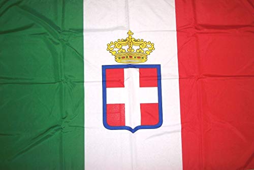 BANDIERA ITALIA SAVOIA MONARCHIA | BANDIERA SABAUDA grande cm. 100 x 143 REGNO D'ITALIA CORONA CASA REALE