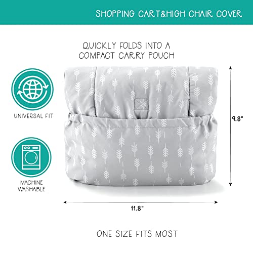 The Peanutshell Shopping Cart & High Chair Cover - Grey Ditsy Leaf - Shopping Cart Cover For Baby, High Chair Cover For Restaurants #TOP5