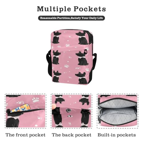 Black Scottish Terrier Paw Print men's messenger bag shoulder bags Casual Purse Cross Body Adjustable Strap for business business2