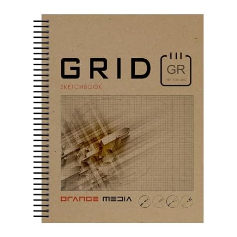 Grid Sketchbook. Spiral Bound Journal Style Sketchbook for Pencil, Ink, Marker, Charcoal and Watercolor Paints. Art, Design and Education. (8.5" x 11") (1) Cover