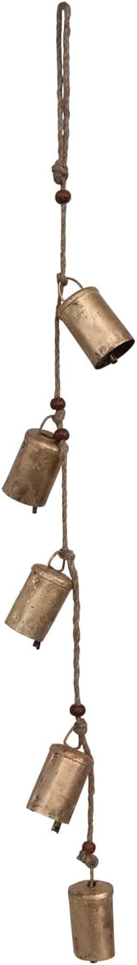 Creative Co-Op 28" Hanging Metal Bells on Jute Rope