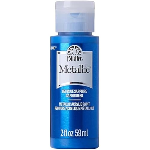 FolkArt Blue Sapphire Metallic Acrylic Paint, 2 Fl Oz (Pack of 1)