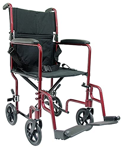 Karman K-Lt-2017 17" Seat 19 Lbs. Ultra Lightweight Transport Wheelchair With Full Length Armrest In Burgundy #TOP26