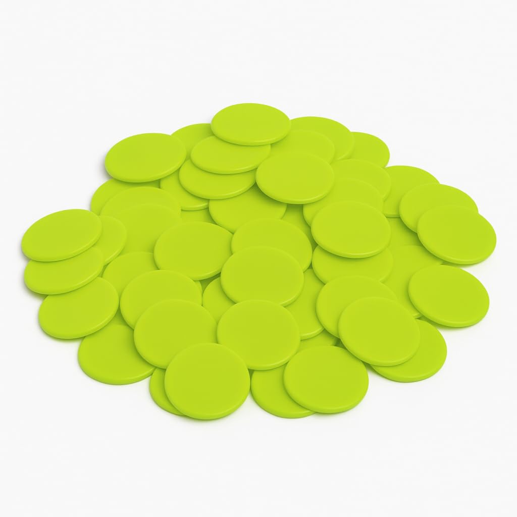 Lemon Yellow Plastic Token Coins – 100 Pieces – 1.25 Inch (32mm) Round Plain Chips Without Numbers for Board Games, Shops, Queue Systems, Schools & Multi-Purpose Use-image-26