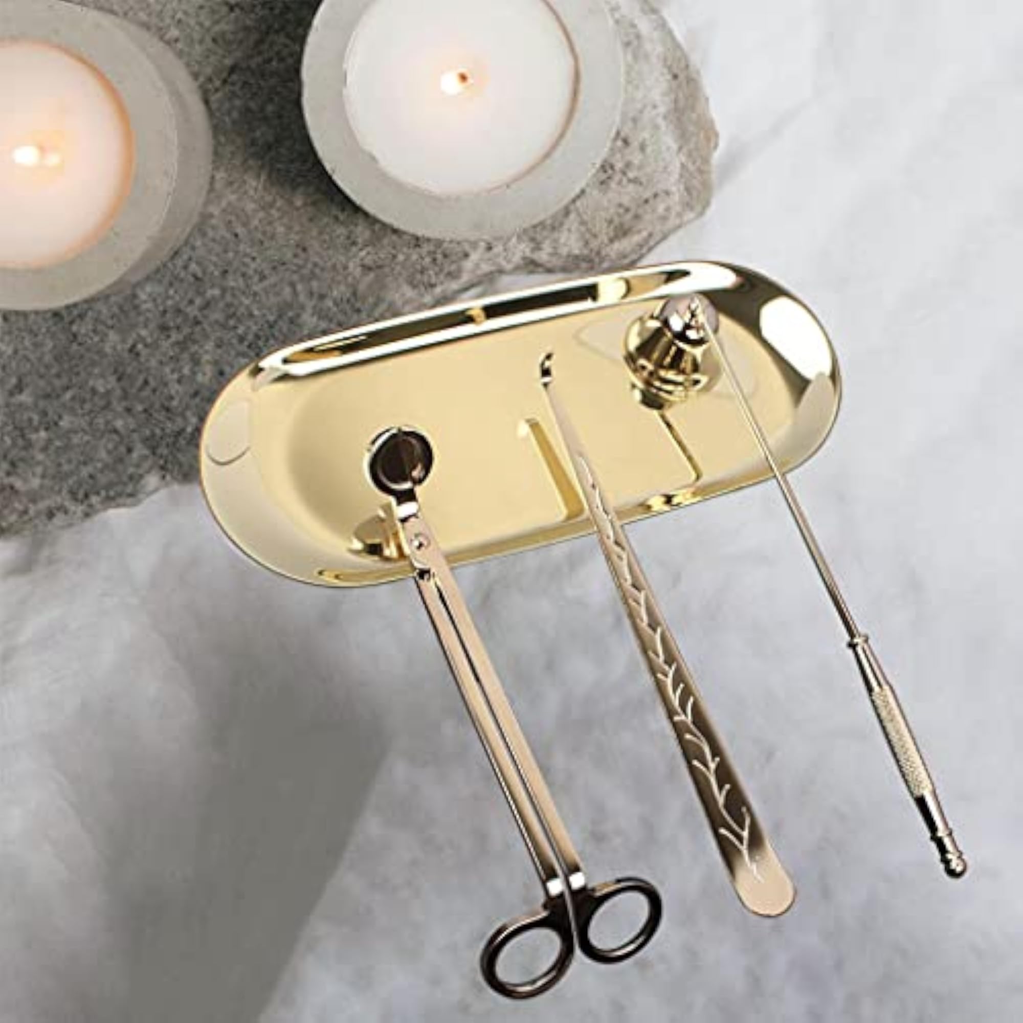 4X Stainless Steel Wick Snuffer Tools Candle Trimmer Set for Candle Making, Gold