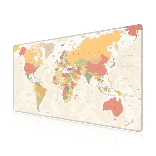 Tapis de souris gaming lavable LL-COEUR grand sous main 70x40cm imprimé monde