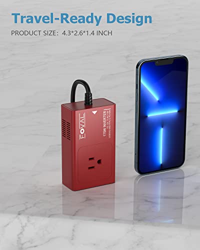 Foval 175W Car Power Inverter 12V Dc To 110V Ac Converter Vehicle Adapter Plug Outlet With [18W Pd Usb-C] Multi Usb Ports Car Charger For Laptop Computer #TOP6