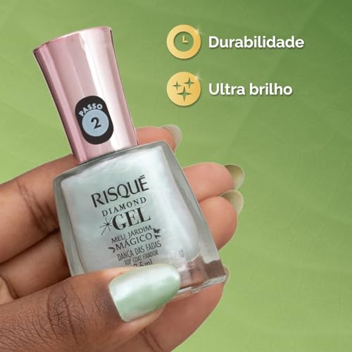Top Coat Fixador Risqué Diamond Gel Meu Jardim Mágico Dança das Fadas 9,5ml