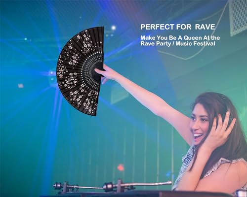 STHUAHE Ventilador portátil para mulheres, dobrável, chinês, japonês, vintage, bambu, seda, leque do