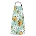 Fartuch unisex z 2 kieszeniami turkusowy złoty abstrakcyjny kwiat mniszka bezszwowe fartuchy dla kobiet mężczyzn dorosły wodoodporny malarz śliniaki kuchenne dla szefa kuchni gotowanie malowanie ogro