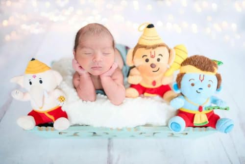 Image of HUG 'n' FEEL SOFT TOYS Krishna ji Ganesh ji Hanuman ji Soft Lovable Huggable Cute Teddy Bear Plush Toy Grandparents Best for Diwali, Baby Shower, Birthday(25cm Multicolor)