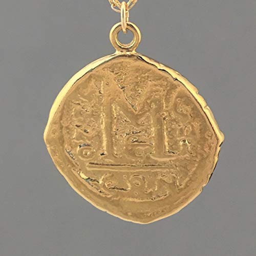 LARGE Ancient Coin Pendant Gold Necklace - AC1