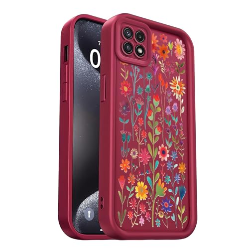 PanXCase Coque pour Samsung Galaxy A22 5G - Étui Silicone Souple Fine Légère Elegant Désign, Protection Caméra Antichoc Anti-Rayures Mince Housse (Wine...