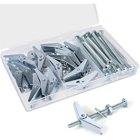 56pcs 1/4 Inch Heavy Duty Drywall Anchors and Screws, 14 Sets Toggle Bolts and Wing Nuts Set, Hollow Drywall Anchors Bolts Screws Assortment Kit for Hanging Lamps Heavy Items Cover