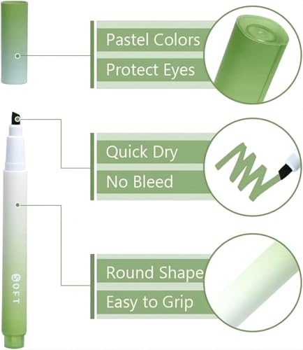 Image of SHUTTLE ART 12 PCS Pastel Highlighter Pens | Dual Tip Soft Color Markers for Journaling, Note Taking, Office & School Supplies | Aesthetic Stationery Cute Highlighters for Study, Planner & Art (Set)