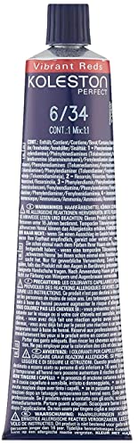 Wella Koleston Perfect Vibrant Reds 6/34 Warm Copper Gold Hair Colour/Tint 60ml Tubes