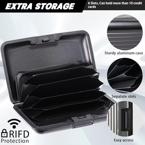 TaoBary 12 Pcs RFID Blocking Credit Cards Holder Mini Slim Aluminum Wallet Metal Business Card Case Credit wallet Protector ID Case for Women Men, Multicolor (Double Sided Stripes)3