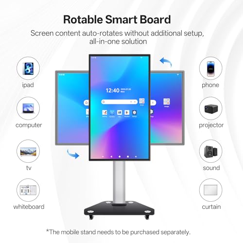 Image of JAV Smart Board 43 Inch, Interactive Whiteboard with EDLA Certified for Office and Classroom, Digital Whiteboard Rotating Touchscreen Android 14 8+128GB (Board Only)