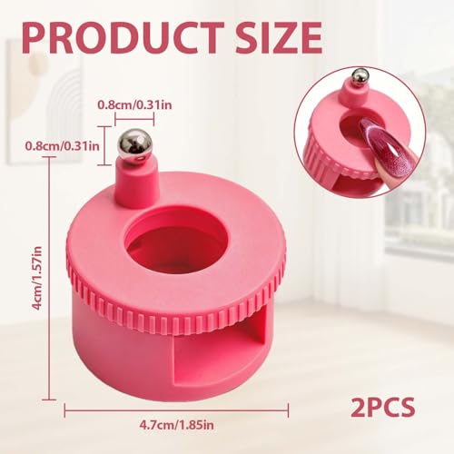 2 Pack Cat Eye Magnet Nail Tool Pink Rotating Nail Magnet for Cat Eye Gel Polish - Strong Magnetic Nail Art Tool for 3D Cat Eye Effect DIY Manicure Salon Use - Image 2