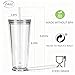 Alohastarttg 24oz Tumbler with Lid and Straw, Leak Proof and Double Wall Insulated Reusable Plastic Cups,Travel Reusable Iced Coffee Cup (1, Transparent)