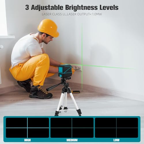 Image of Laser Level with Tripod, 100 feet Green Cross Line Self Rotary Leveling Laser Level, Vertical and Horizontal Line, Rotatable 360 Degree, Manual Self leveling and Pulse Mode,IP54 Waterproof & Battery