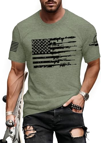 YZMI Patriotic Shirts for Men 4th of July American Flag Tshirt Memorial Day Independence Day Clothes Army XL