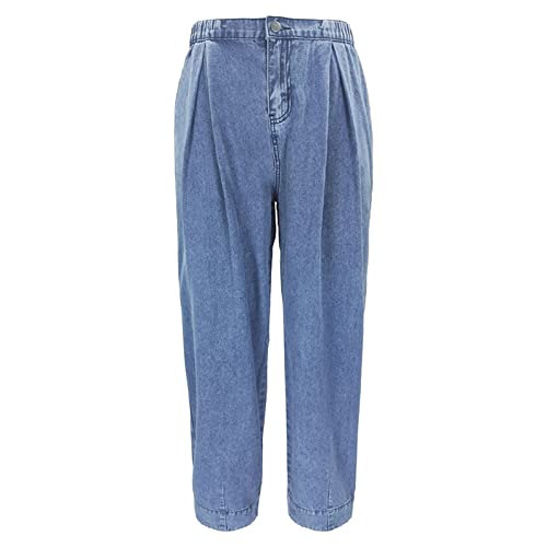 Jean femme taille haute ete respirant avec taille elastique et poches decontracte