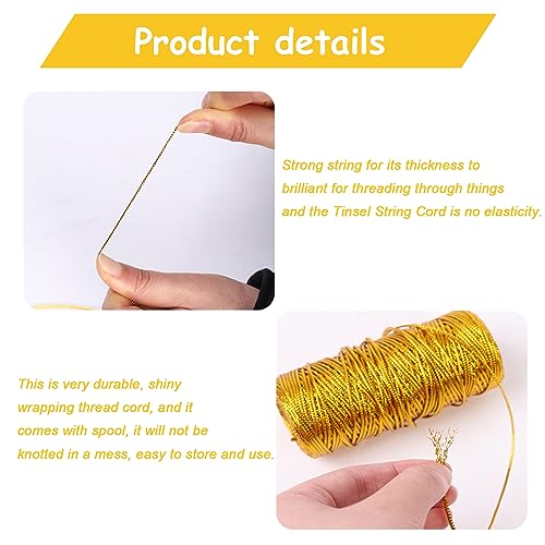 100M Gold String Twine Metallic Craft Cord, Metallic String, 1.5mm Gold ...