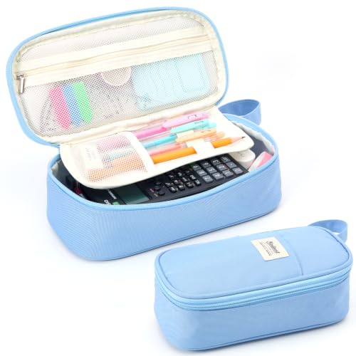 Modinest Pencil Case Pouch, Large Capacity Pen Bag Organizer, Cute Aesthetic Pencil Box for Girls Boys Kids, Back to School Supplies, Teacher Supplies Classroom Essentials, Dusty Blue by Modinest - Used condition - US$17.18