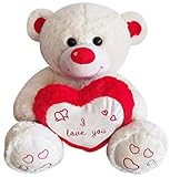 TE-Trend Osito de Peluche Enorme Oso Amoroso Benny con Corazón ' i Love You' 80cm Sentado Beige