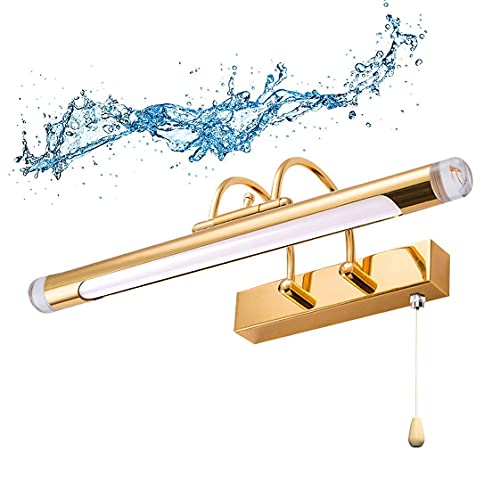 Luz LED para espejo de baño con interruptor de tiro, lámpara de espejo a prueba de salpicaduras, luces de pared de espejo regulables para baño con interruptor de ángulo ajustable,6W/41CM (6w/41cm) The