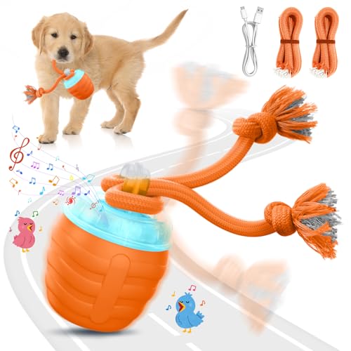 HVUATQ Interactive Dog Toys Ball - New Upgraded Chase Buddy Dog Toy for Medium/Large Dogs Automatic Moving and Rolling Dogs Ball for Boredom USB Rechargeable(Orange)