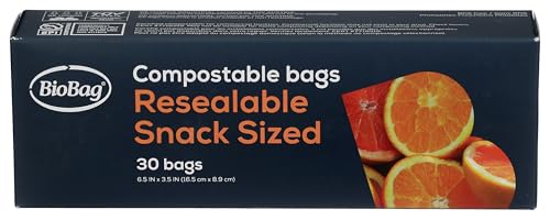BioBag 100% Certified Compostable Resealable Snack Bags, 360 Count, Perfect for Lunches, Snacks, and On The Go by BioBag - Used condition - US$24.44