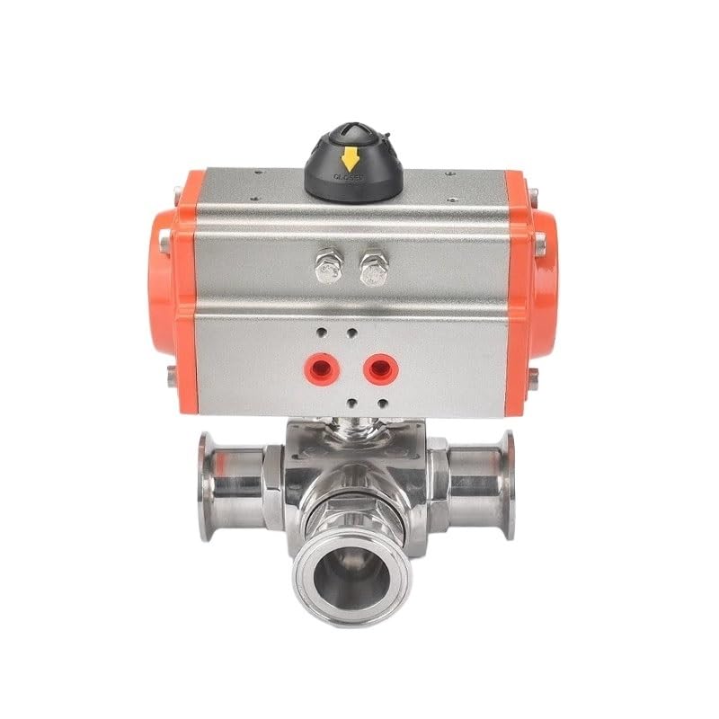 Vanne à bille pneumatique à 3 voies en acier inoxydable 316 avec raccord T-Type AT63SR-FO