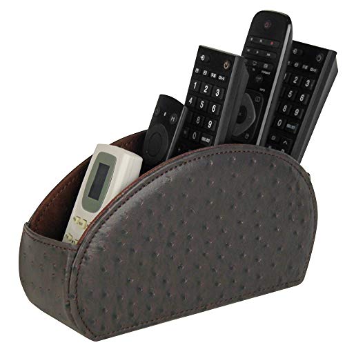 Vixdonos Speckled Remote Control Holder Leather Table Caddy TV Remote Organizer with 5 Compartments for Glasses,Brush,Pencil,Media Player,Office Supplies(Brown)
