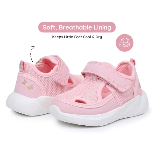 Image of Blikcon Infant & Toddler Boys and Girls Closed-Toe Sandals - Breathable Mesh First Walker Shoes with Adjustable Strap, Lightweight Non-Slip Summer Shoes for 6-24 Months