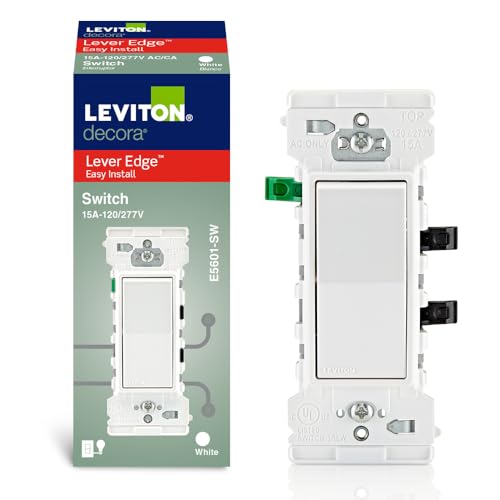 Leviton Lever Edge 15 Amp Single Pole Rocker Switch, E5601-SW, White