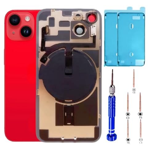 14 Back Glass Replacement Kit with Plate & Flex Cable and All Parts, Red, 6.1 Inch for iPhone 14 Back Cover Glass, with Repair Tools (Product Red)