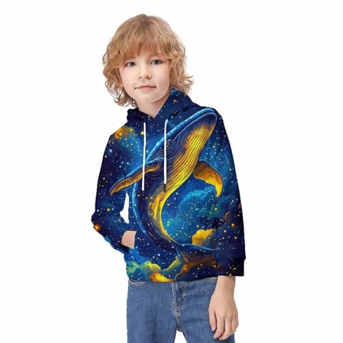 Sweat à capuche baleine 3D idéal pour le collège et les loisirs