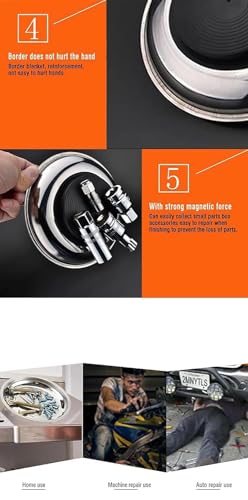 Image of AASONS Professional Round Stainless Steel Round Magnetic Tray For Socket Screw Nuts, Bolts Metal Parts, Iron Spare Parts Strong Magnet | 4 inch (110mm) Depth 21mm