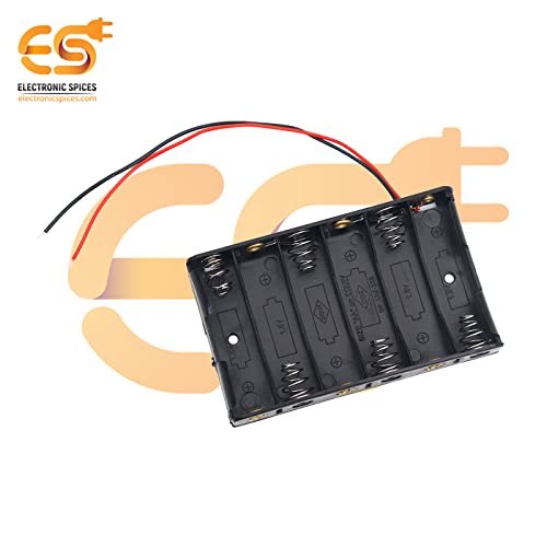 Image of Electronic Spices AA 6 Cell Battery Holder Hard Plastic Case With Wire Pack of 1 (1.5v X 6 Cells = 9volt)
