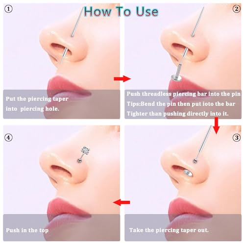 Kridzisw 18g Flat Back Push in Nose Rings Stud Piercing Jewelry for Women 18 Guage Stainless Surgical Steel Threadless Straight Silver Short Nostril Nose Lip Labret Ring Bar Piercing Jewelry Men 8mm by Kridzisw - Image 3