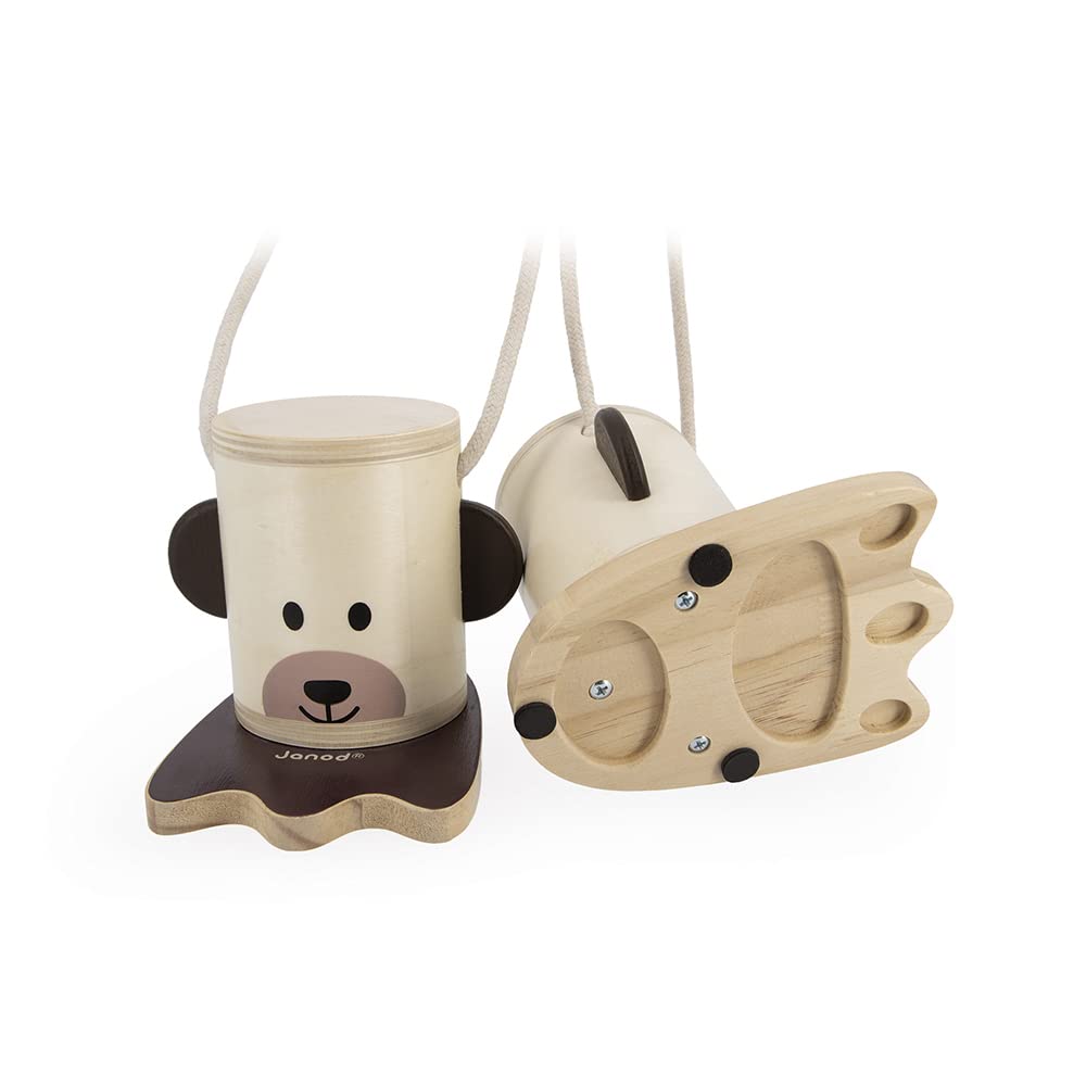 Janod - Petites Echasses en Bois Pattes d'ours - Jeu de Plein Air - Hauteur Réglable – Apprentissage de l'Equilibre - Certifié FSC - Peinture à l'eau - Dès 3 Ans, J03174
