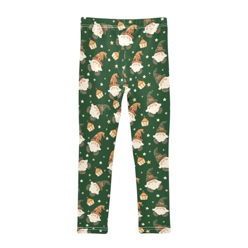 Girls' Athletic Leggings Ankle Length Yoga Dance Pants Kids Teen 4T Green Gnomes2
