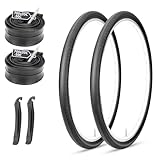 MOHEGIA 700c Gravel Bike Tires Set: 2-Pack 700x40c/42-622 mm Folding Bicycle Tires and Pair Inner Tubes with Tire Levers All-Terrain