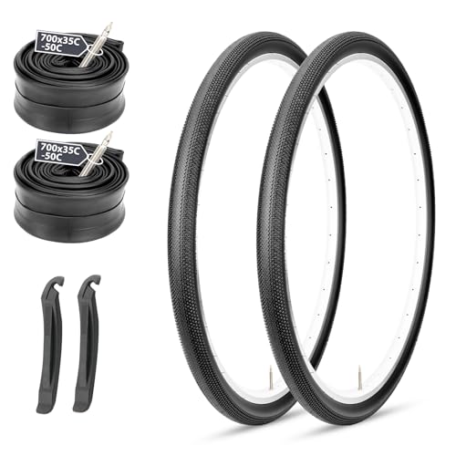 MOHEGIA 700c Gravel Bike Tires Set: 2-Pack 700x40c/42-622 mm Folding Bicycle Tires and Pair Inner...
